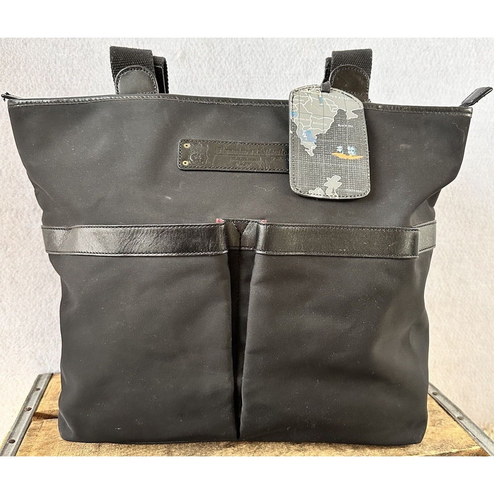 SHARIF Shoulder bag Tote Purse Black Travel Zip Nylon Leather Work Professional